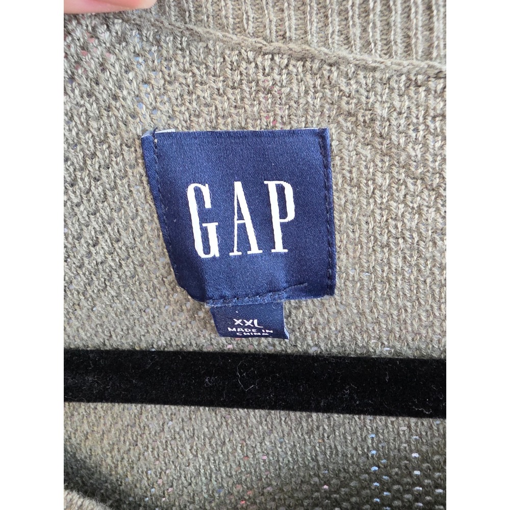 Gap Mens XXL Waffle Knit Crewneck Sweater Sage Green Cotton Blend Long Sleeve - Picture 4 of 5